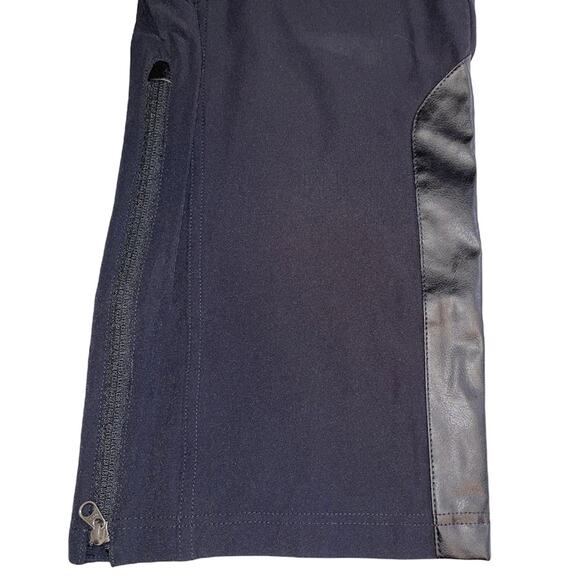 Athleta Casual Athletic Pants Jet Black with Faux Leather Trim Size 12 - Picture 6 of 12